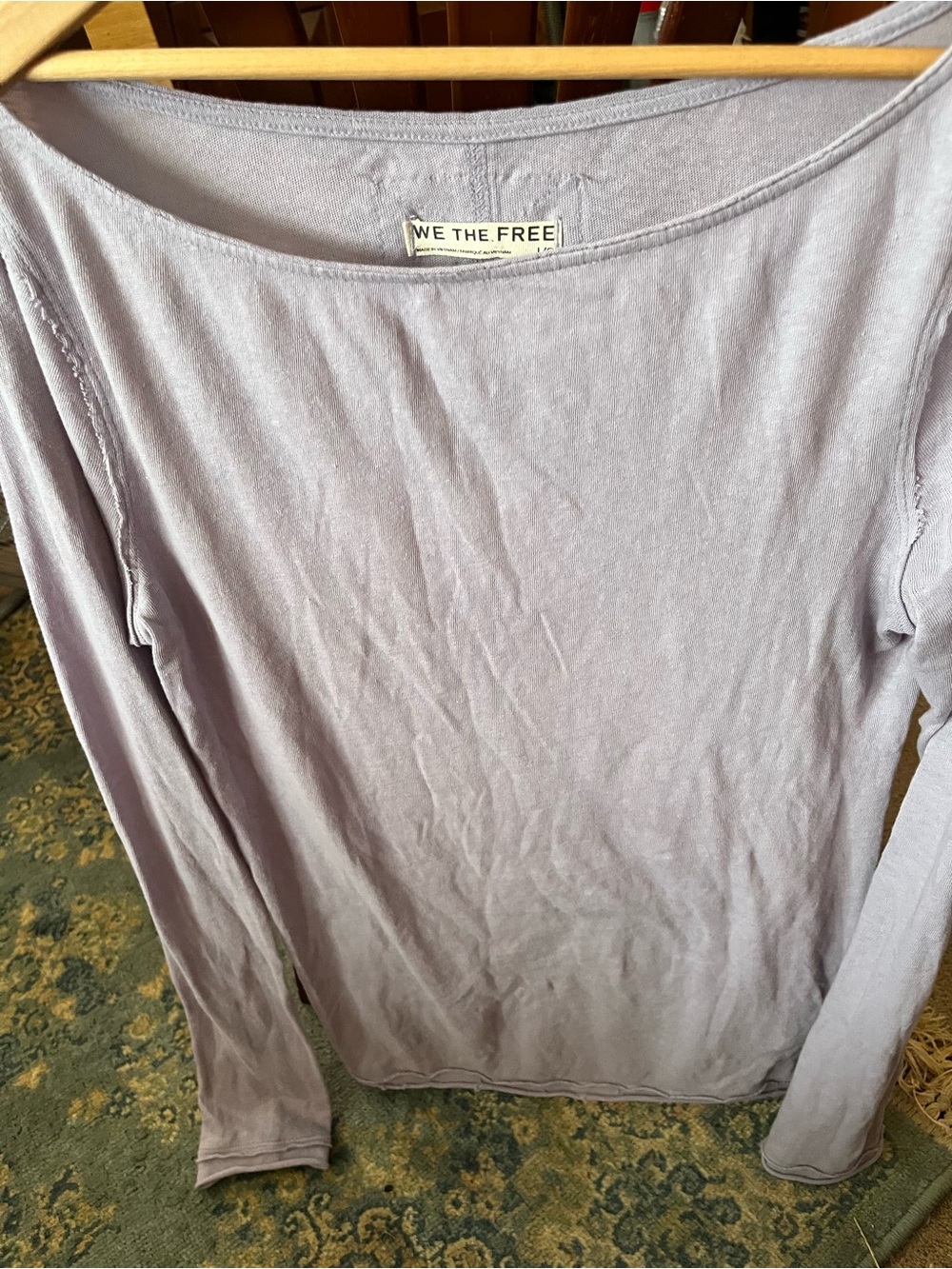We The Free Lilac Long-Sleeve Boatneck Tee size large